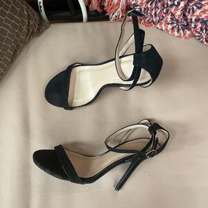 Wild Diva Lounge Open Toe Stiletto Vegan Suede Sandals in Black Size‎ 7